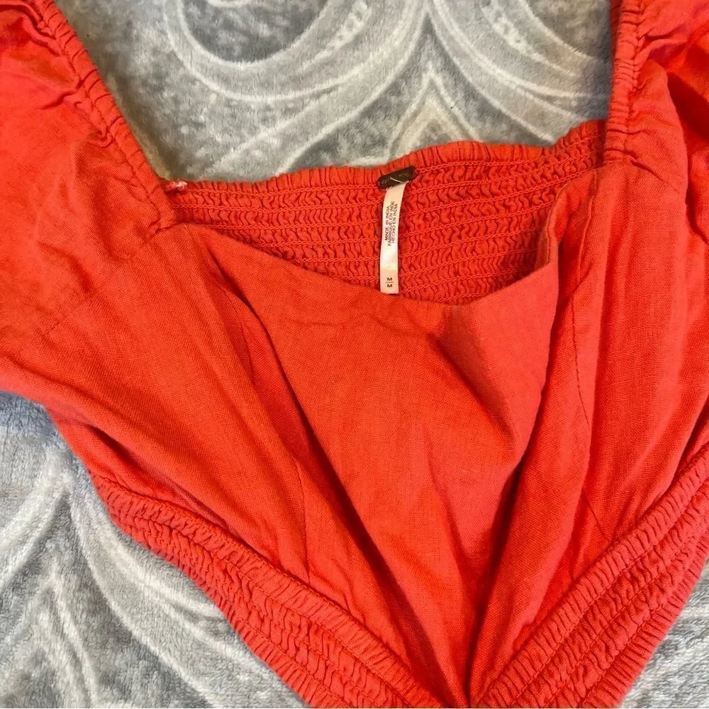 Free People Cross Of Sunlight Mini Endless Summer Smocked Square Neck Dress
